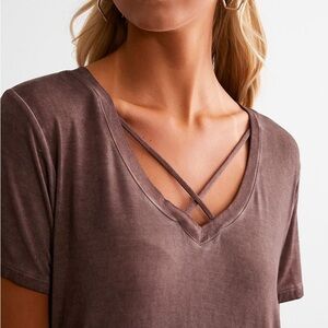White Crow Brown V-Neck Top